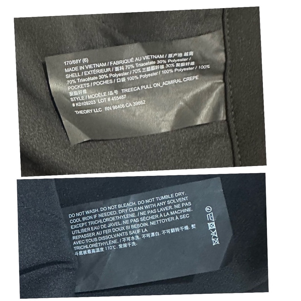 THEORY Treeca Pull-On Cropped Work Trouser Pant in Admiral Crepe size NWT - Picture 13 of 16